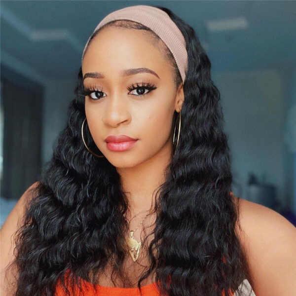 Headband Wig Human Hair Water Wave Wig